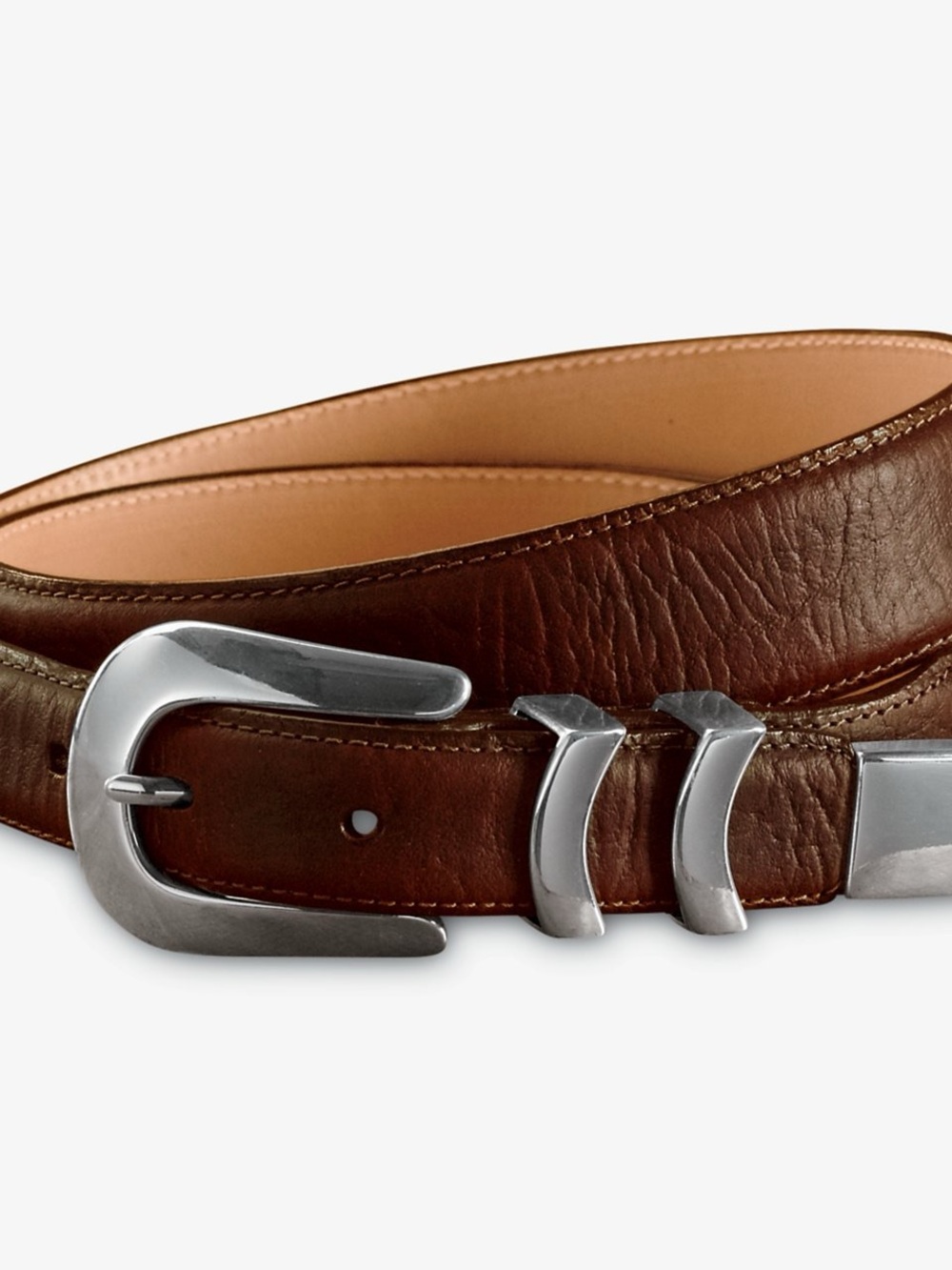 Orvis Dark Brown Leather Belt with Silver Buckle